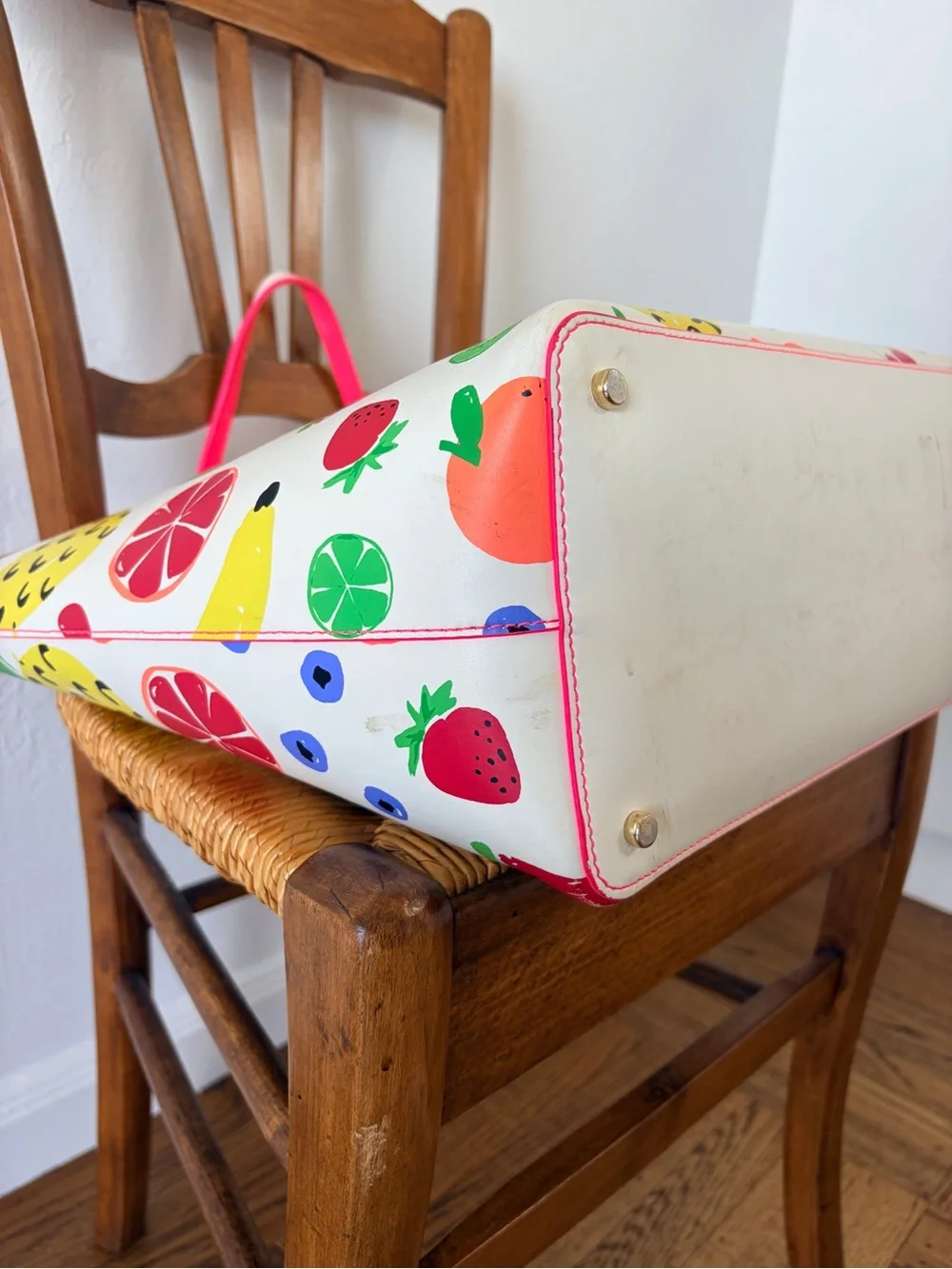 kate spade Fruit-Print Tote with Neon Pink